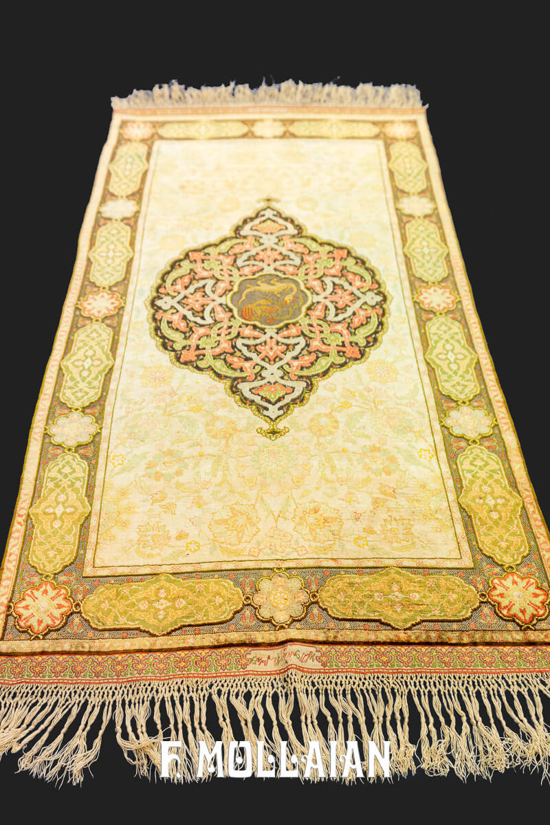 Qum Kapi Rug Gold-Green Color n°:473663